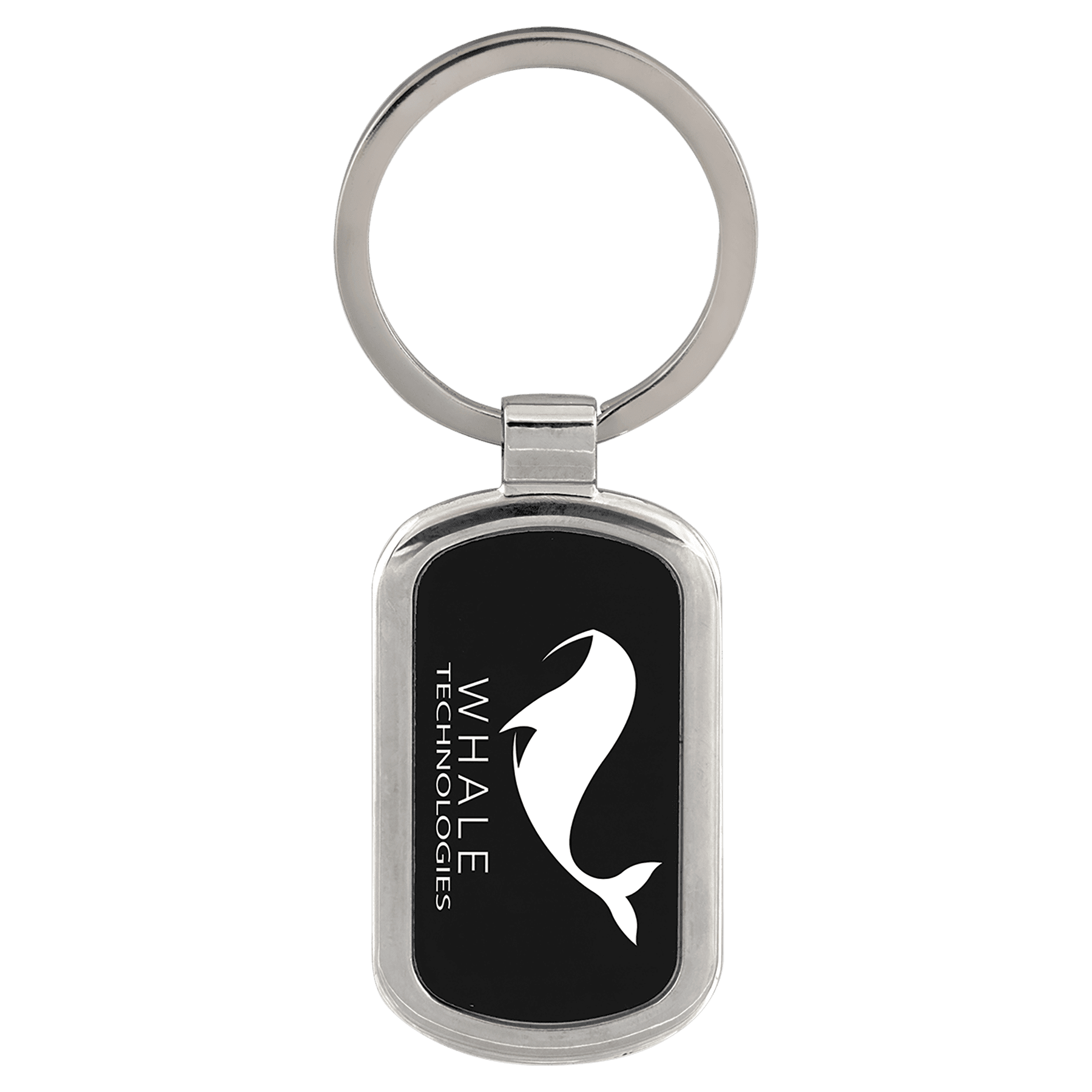 Black 1 1/8" x 1 7/8" Laserable Rectangle Keychain