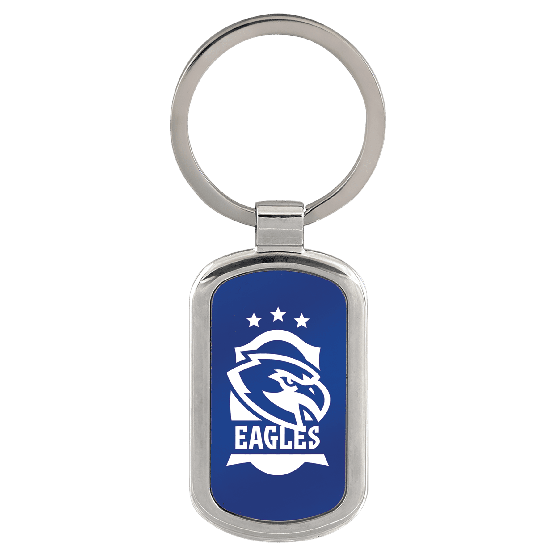 Blue 1 1/8" x 1 7/8" Laserable Rectangle Keychain