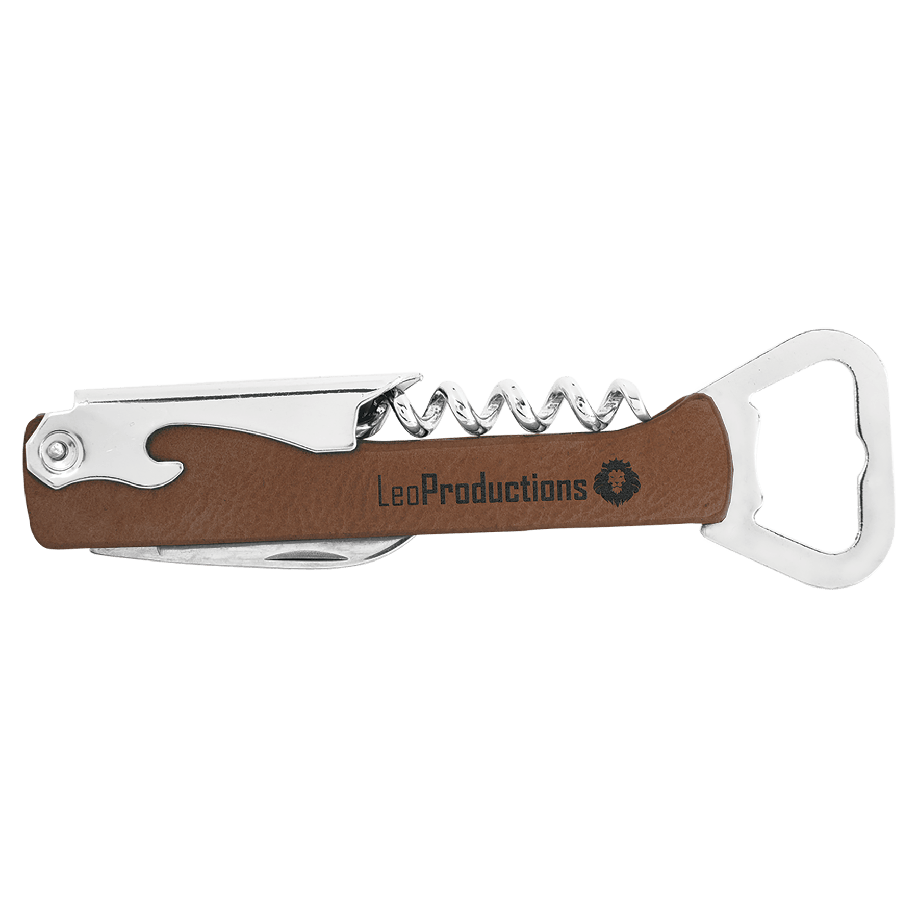 Dark Brown Laserable Leatherette Wine Bottle Opener