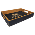 Black/Gold 16" x 12" Laserable Leatherette Serving Tray
