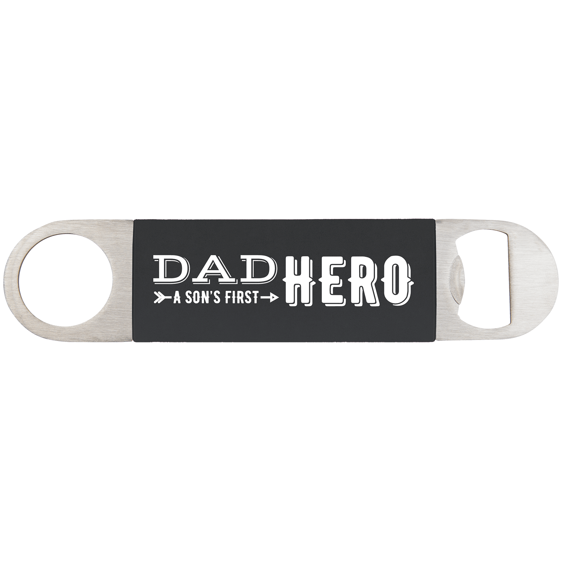 Black/White 1 1/2" x 7" Bottle Opener with Silicone Grip