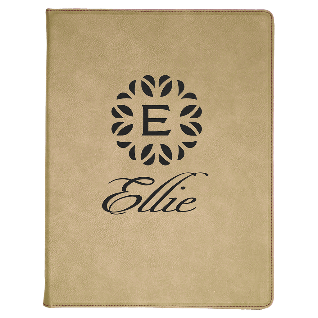Light Brown 9 1/2" x 12" Laserable Leatherette Portfolio with Notepad