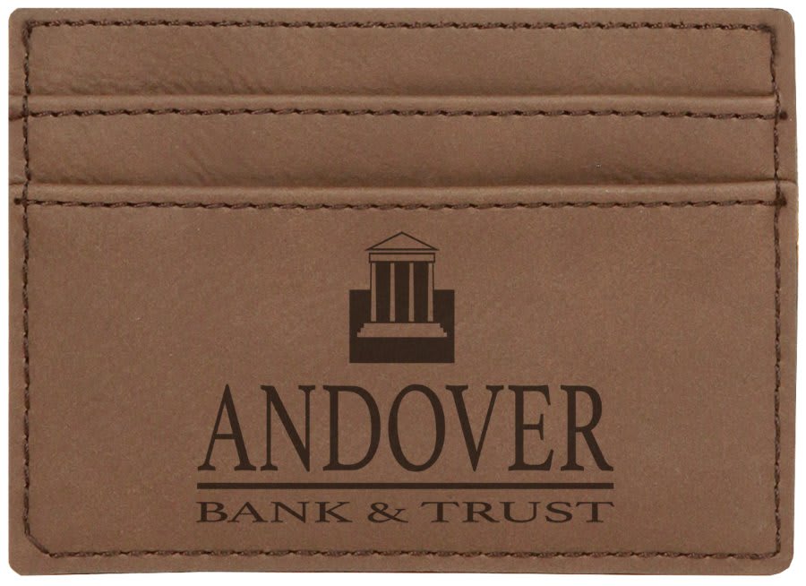 Dark Brown 4" x 2 3/4" Laserable Leatherette Wallet Clip