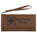 Dark Brown 7 1/2" x 4" Laserable Leatherette Wallet with Strap