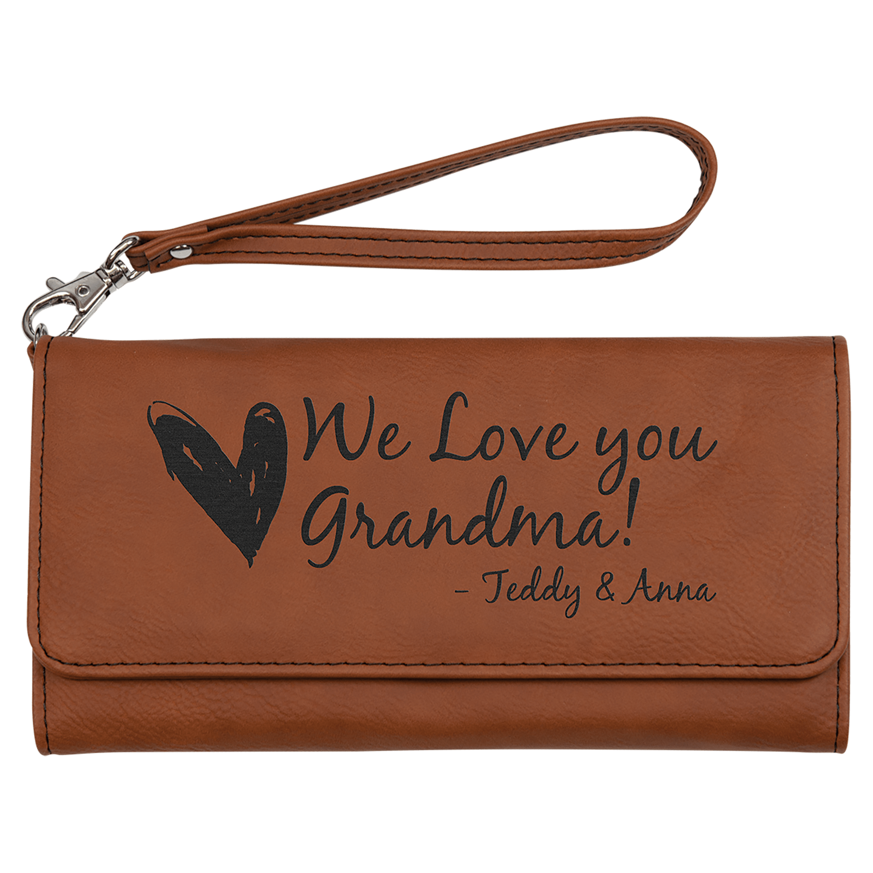 Rawhide 7 1/2" x 4" Laserable Leatherette Wallet with Strap