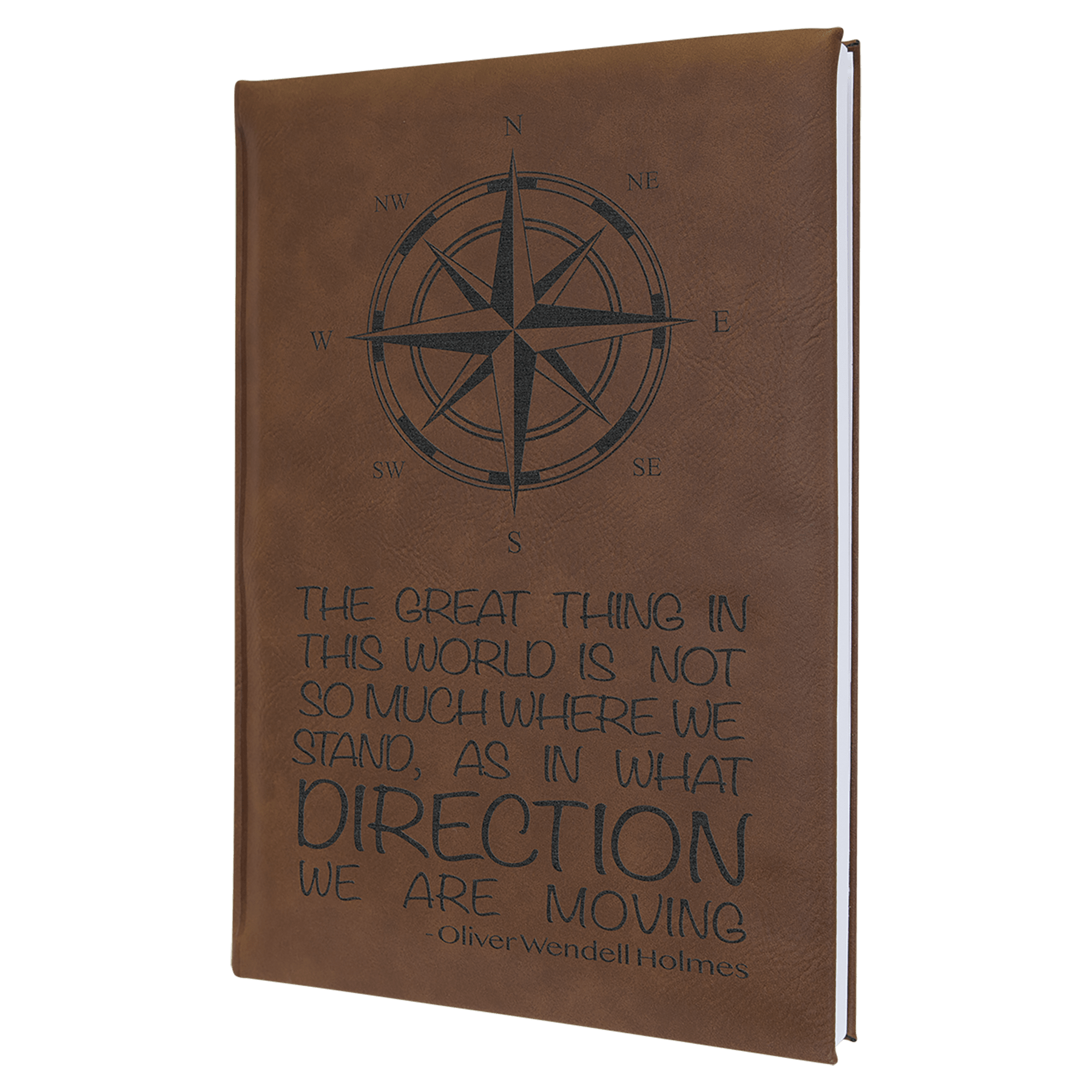 Dark Brown 7" x 9 3/4" Laserable Leatherette Sketch Book with Unlined Notepad