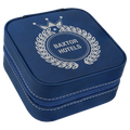 Blue/Silver 4" X 4" Leatherette Travel Jewelry Box with Tan Lining