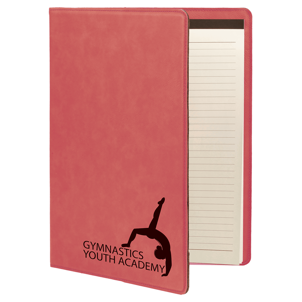 Pink 9 1/2" x 12" Laserable Leatherette Portfolio with Notepad