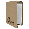 Light Brown 9 1/2" x 12" w/ Zipper Laserable Leatherette Portfolio with Notepad