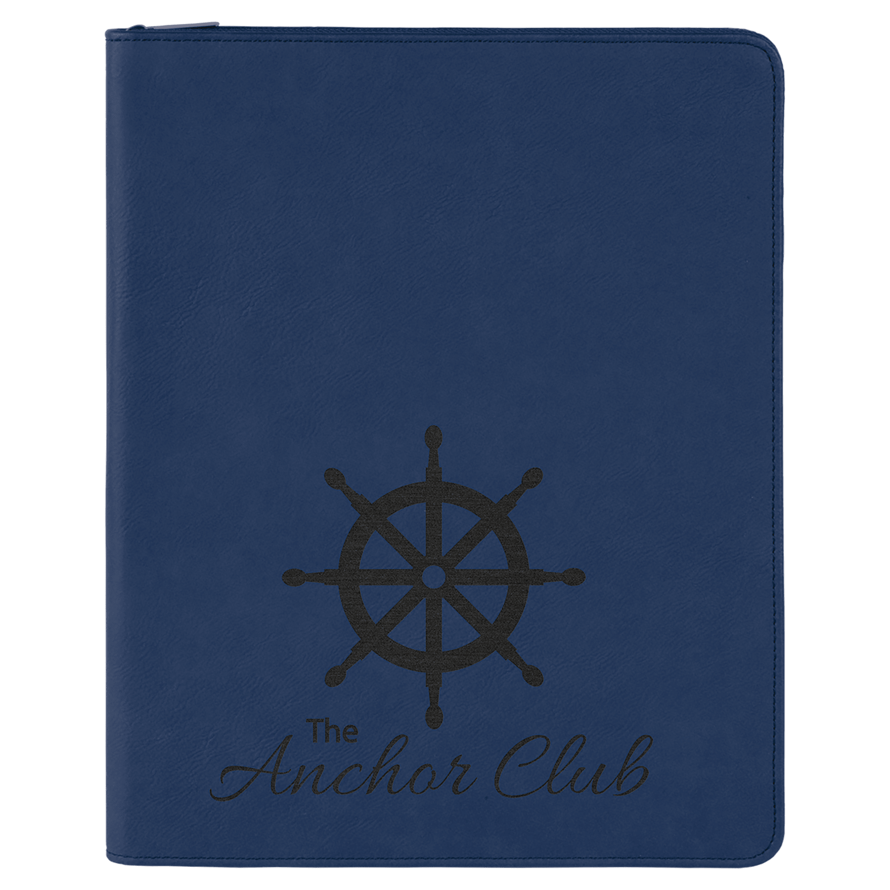 Blue/Black 9 1/2" x 12" w/ Zipper Laserable Leatherette Portfolio with Notepad