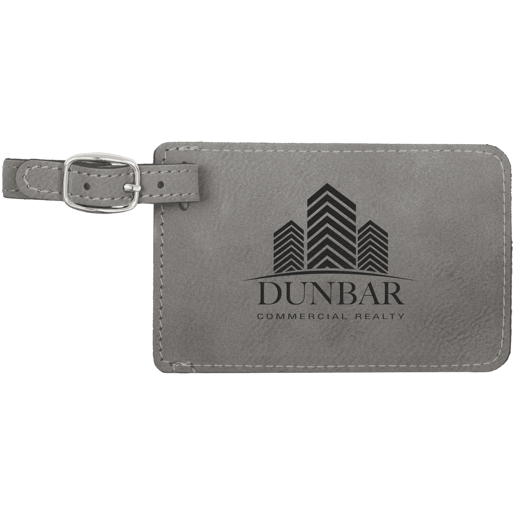 Gray 4 1/4" x 2 3/4" Laserable Leatherette Luggage Tag