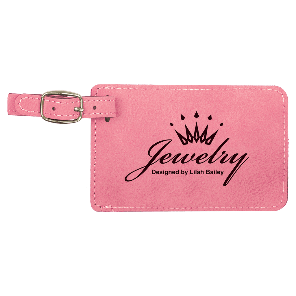 Pink 4 1/4" x 2 3/4" Laserable Leatherette Luggage Tag