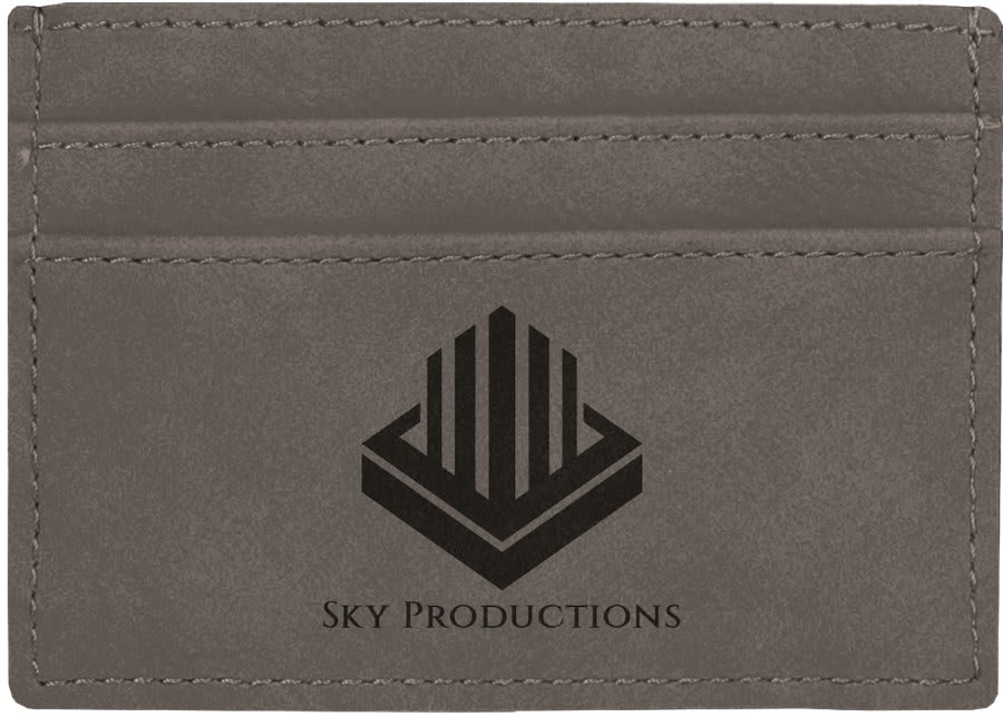 Gray 4" x 2 3/4" Laserable Leatherette Wallet Clip
