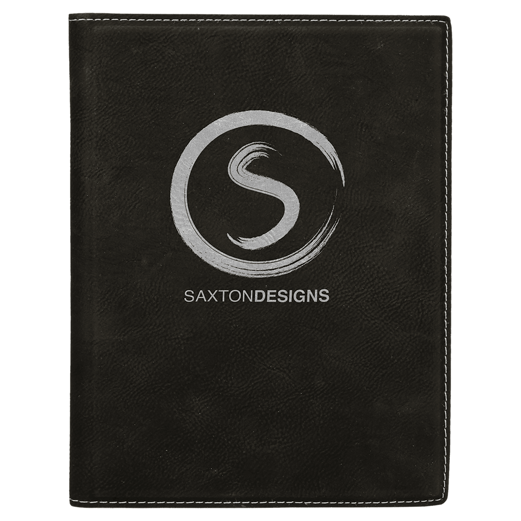 Black/Silver 7" x 9" Laserable Leatherette Small Portfolio with Notepad