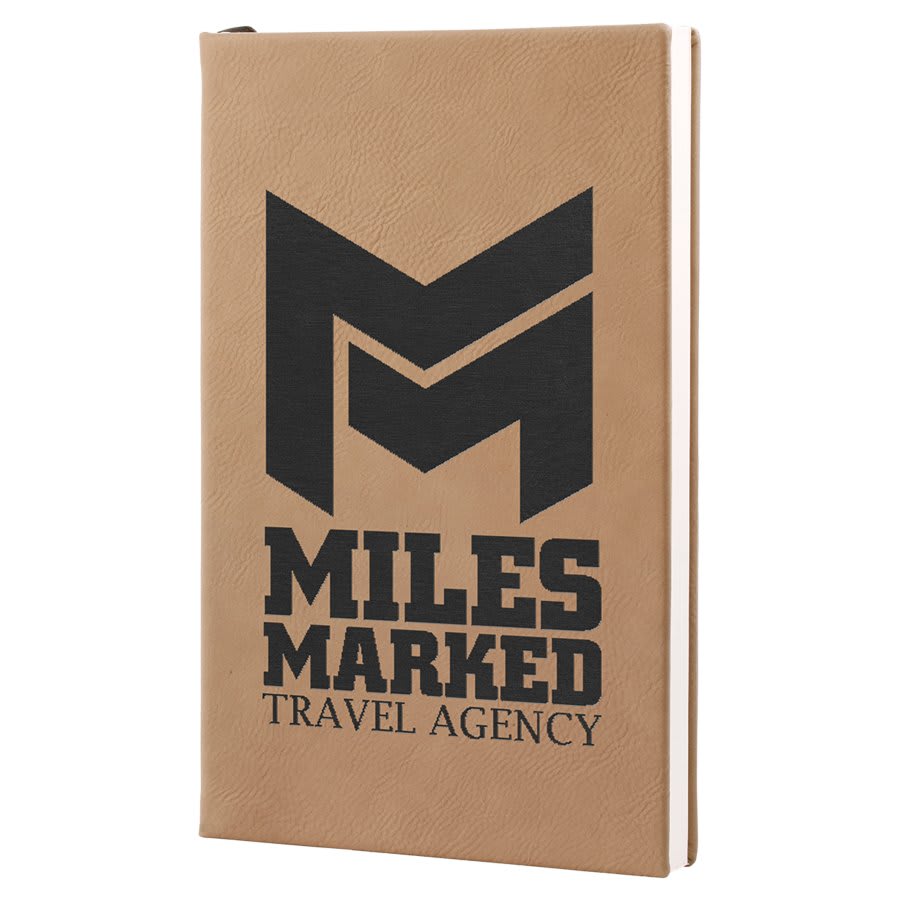 Light Brown 5 1/4" x 8 1/4" Laserable Leatherette Journal with Lined Notepad