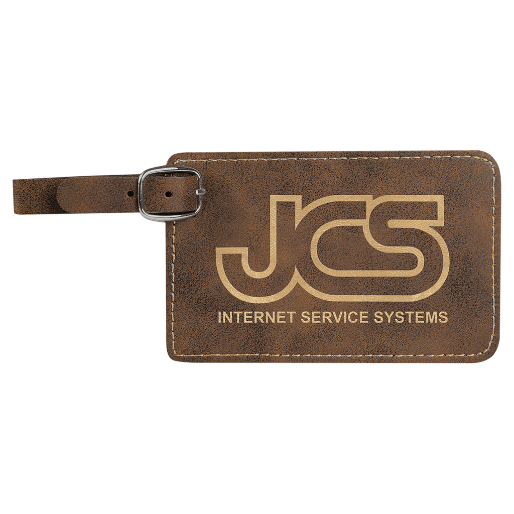 Rustic/Gold 4 1/4" x 2 3/4" Laserable Leatherette Luggage Tag