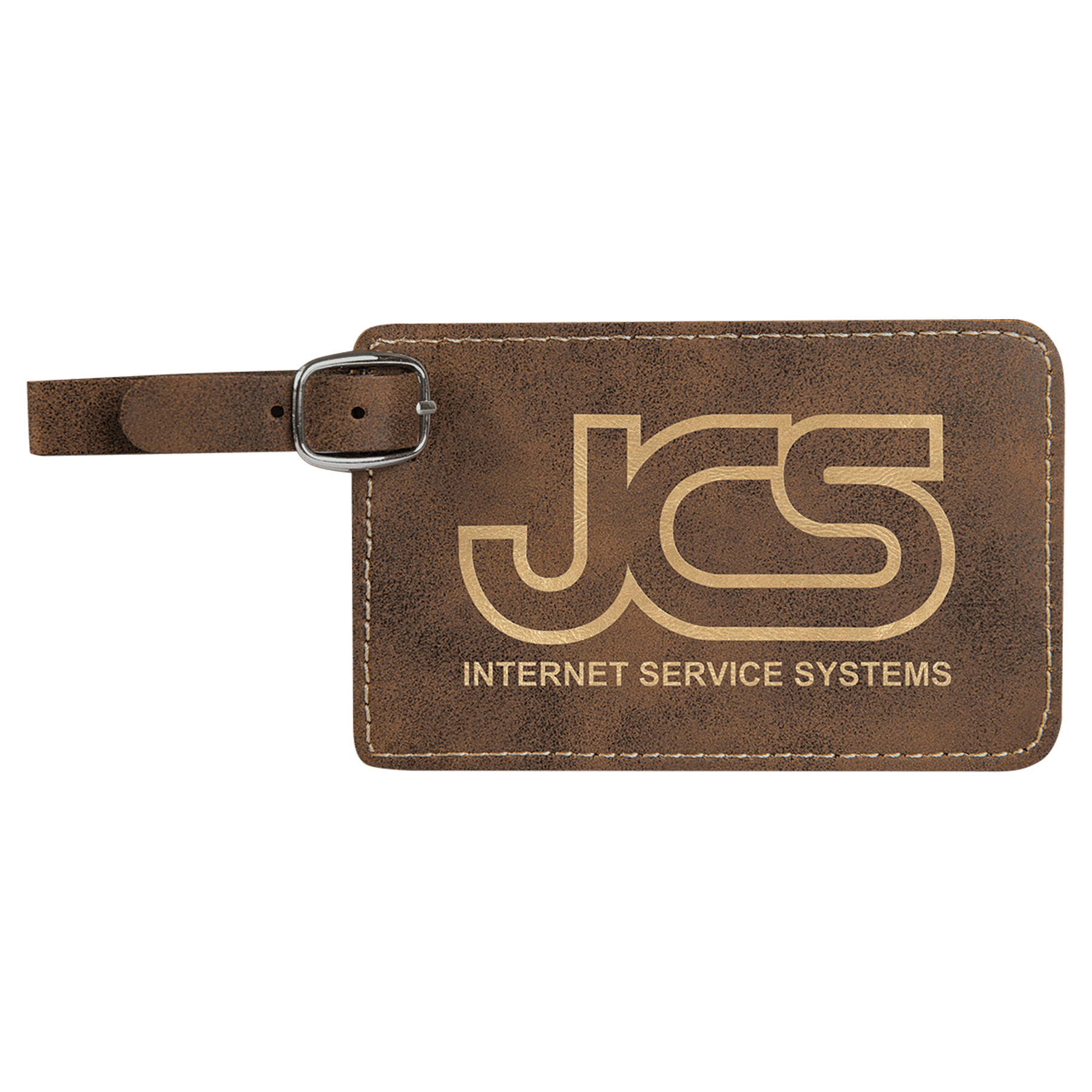 Rustic/Gold 4 1/4" x 2 3/4" Laserable Leatherette Luggage Tag