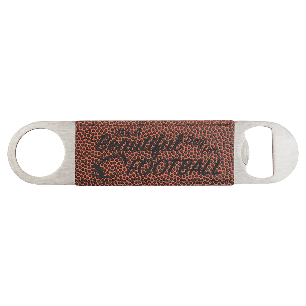 Football 1 1/2" x 7" Laserable Leatherette Bottle Opener