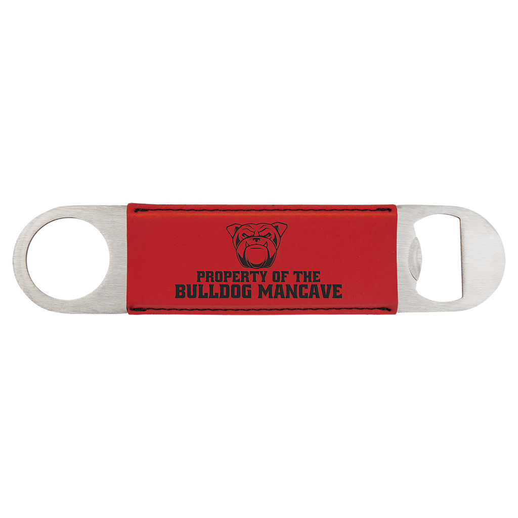 Red 1 1/2" x 7" Laserable Leatherette Bottle Opener