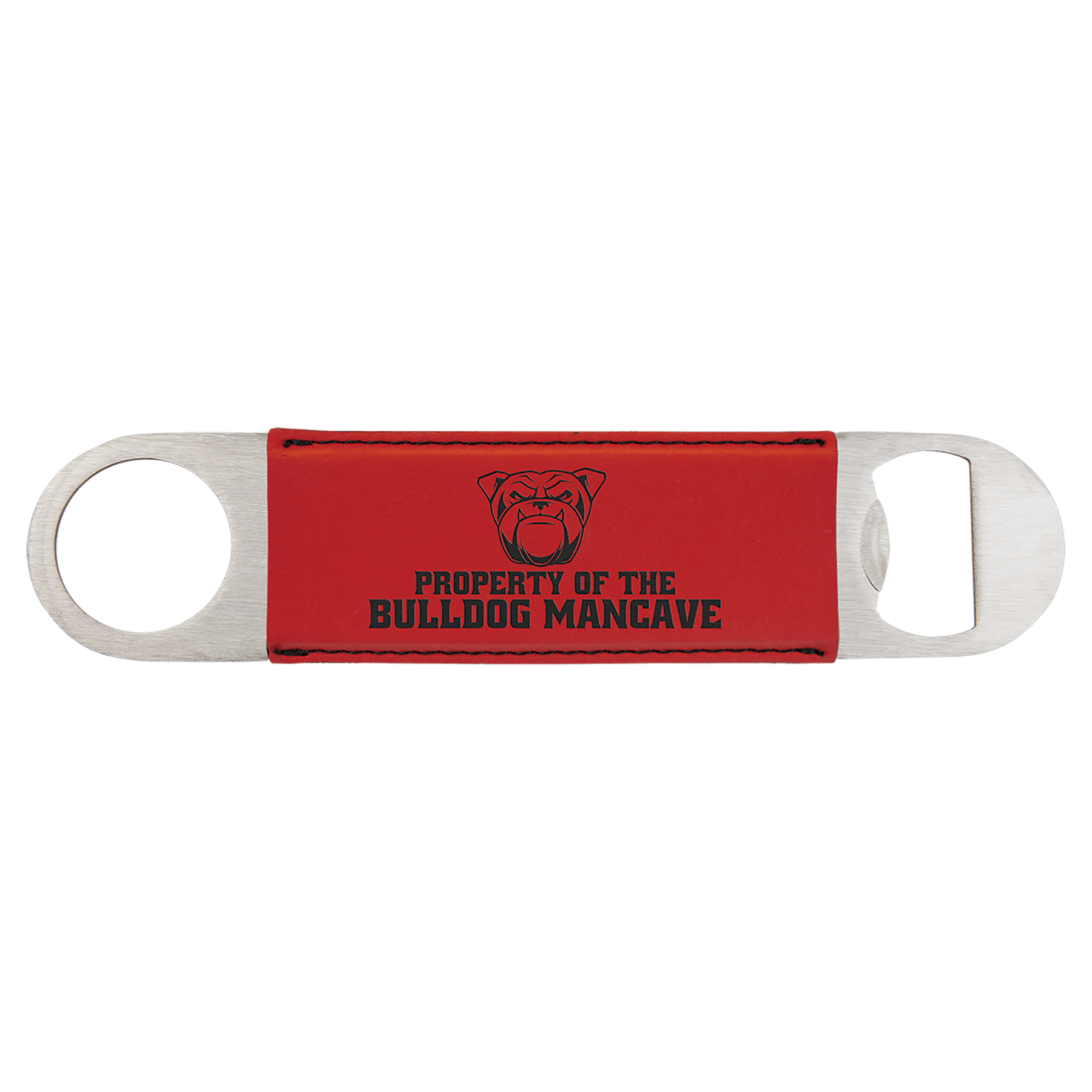 Red 1 1/2" x 7" Laserable Leatherette Bottle Opener