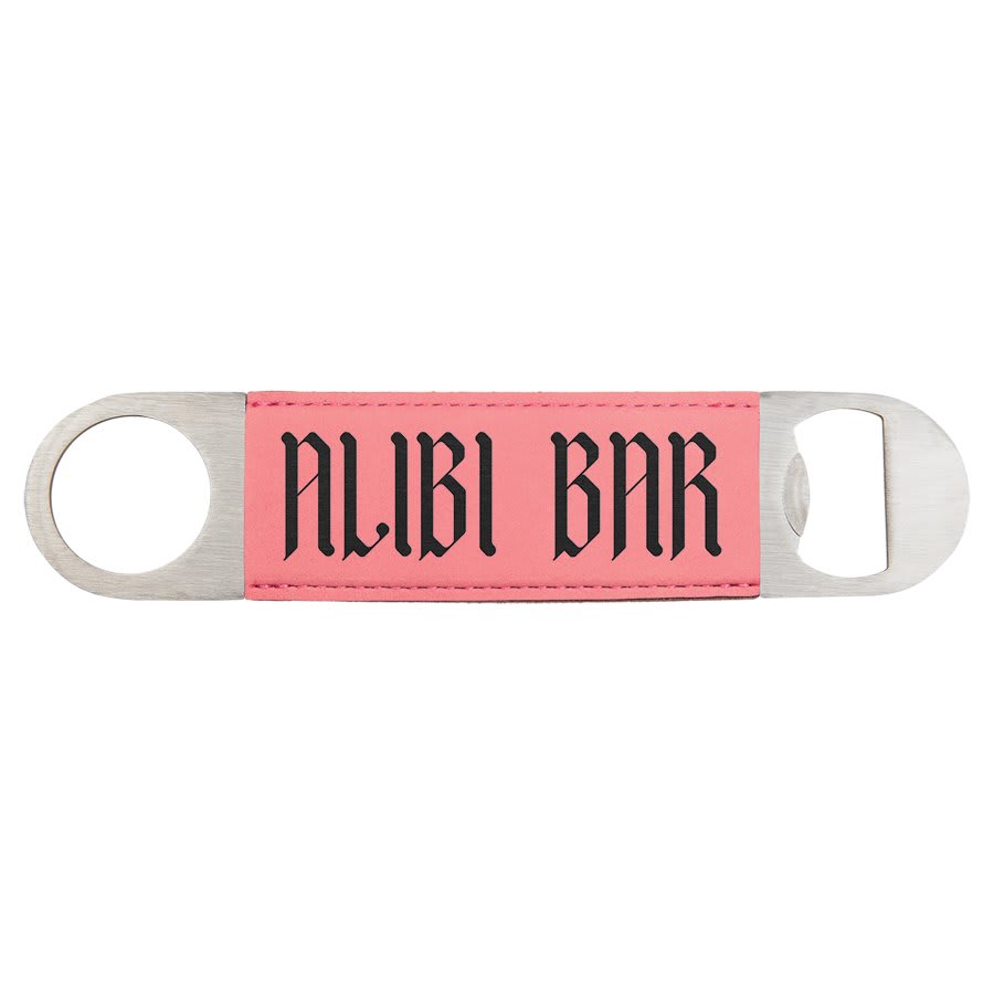 Pink 1 1/2" x 7" Laserable Leatherette Bottle Opener