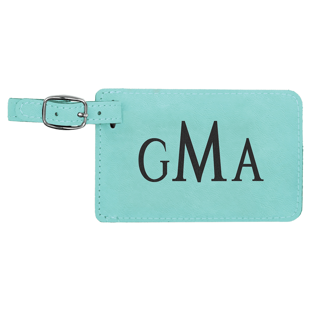 Teal 4 1/4" x 2 3/4" Laserable Leatherette Luggage Tag