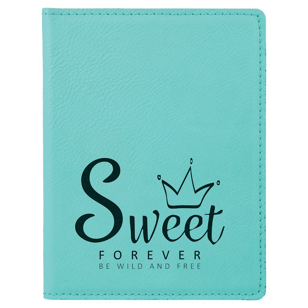 Teal 4 1/4" x 5 1/2" Laserable Leatherette Passport Holder