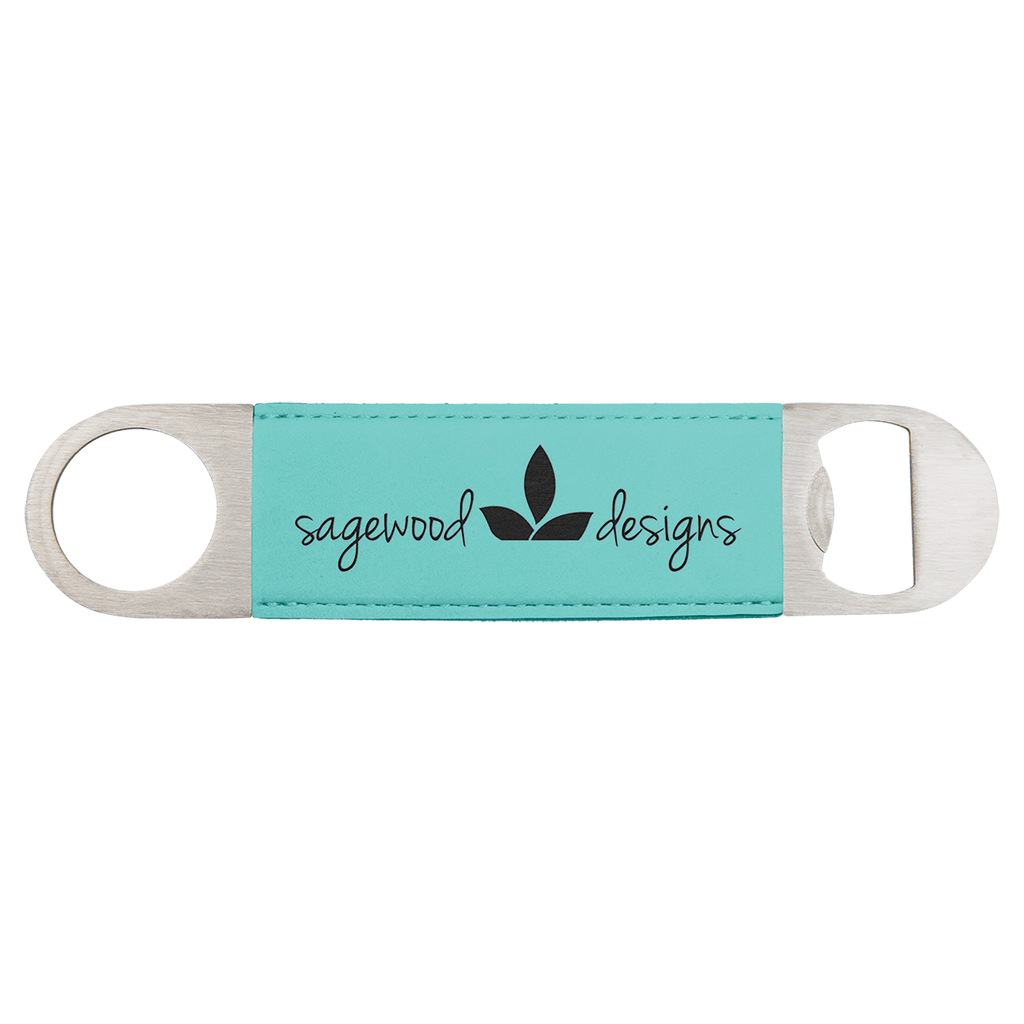 Teal 1 1/2" x 7" Laserable Leatherette Bottle Opener