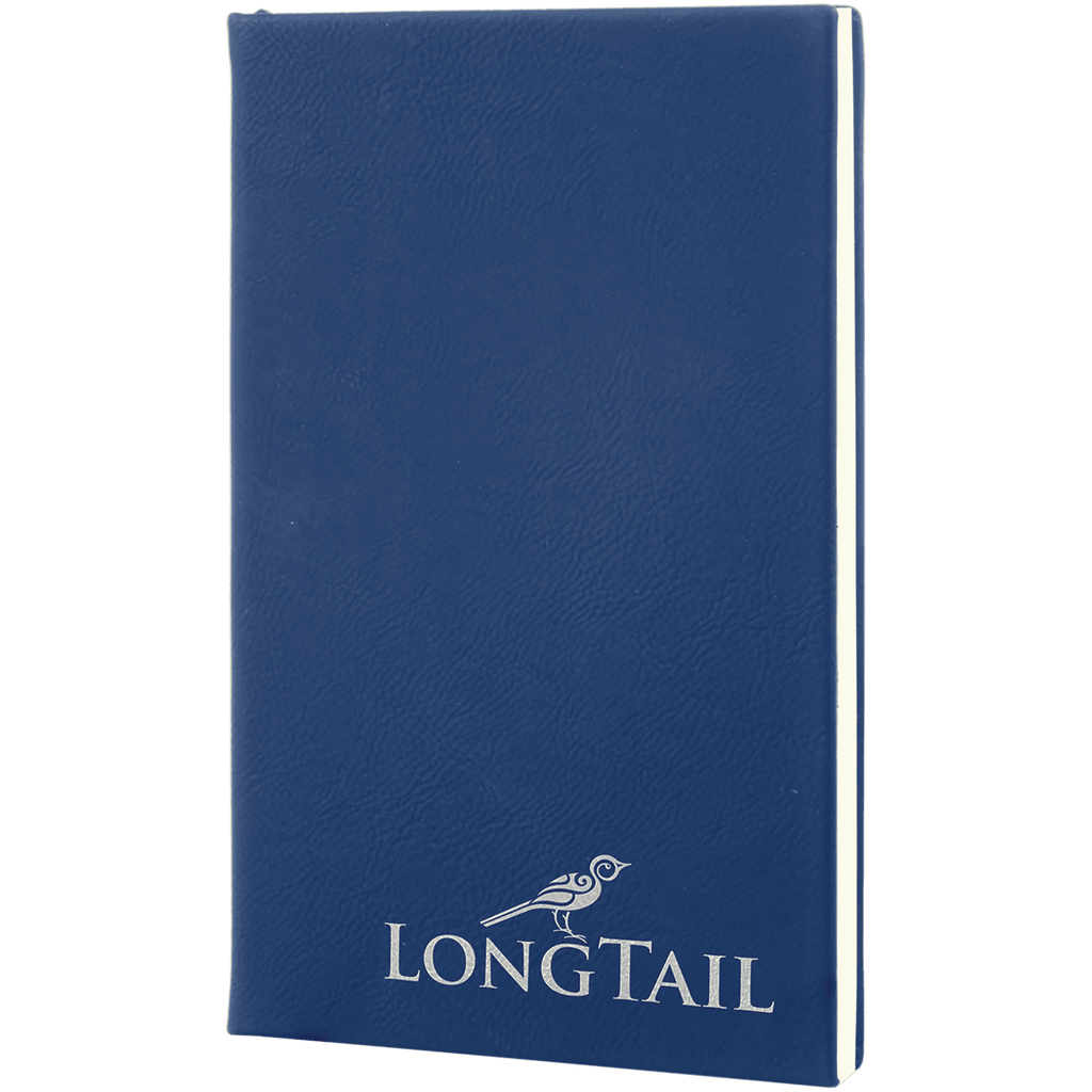 Blue/Silver 5 1/4" x 8 1/4" Laserable Leatherette Journal with Lined Notepad