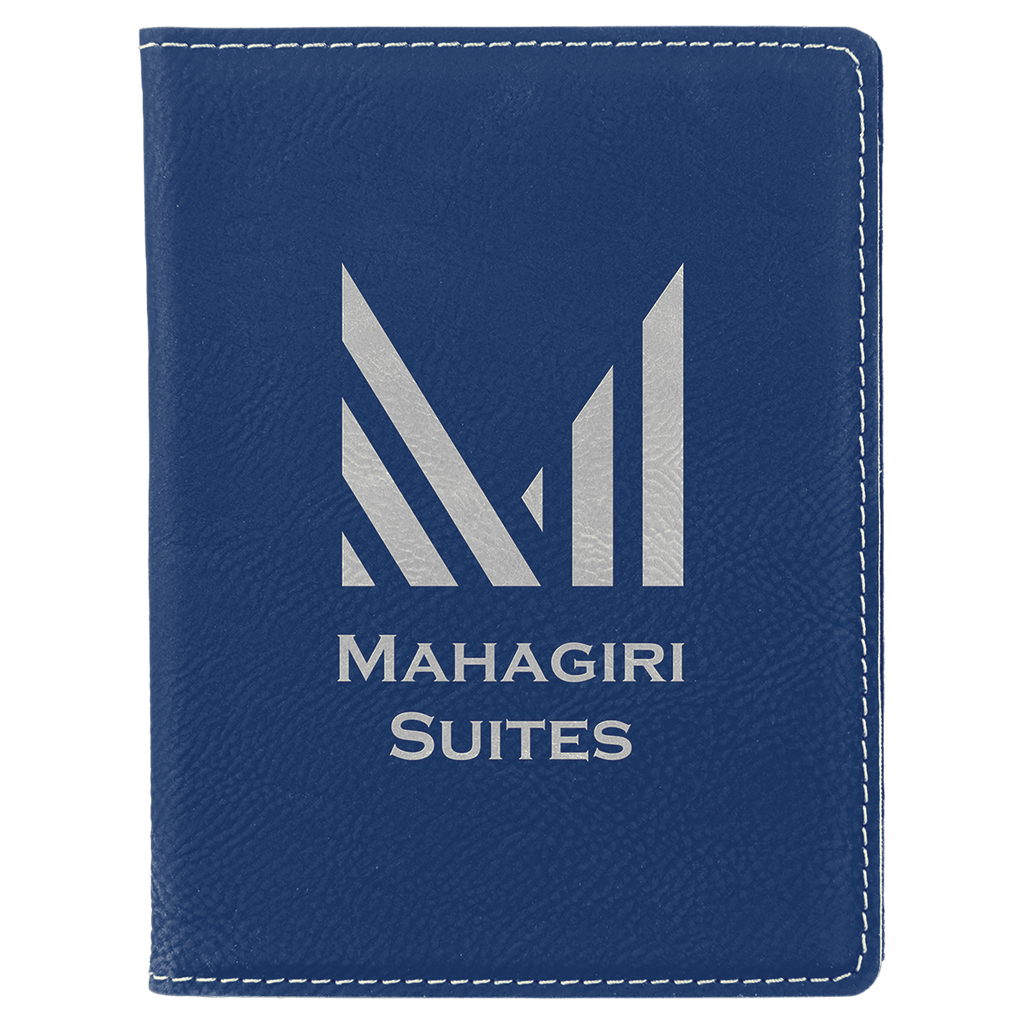 Blue/Silver 4 1/4" x 5 1/2" Laserable Leatherette Passport Holder