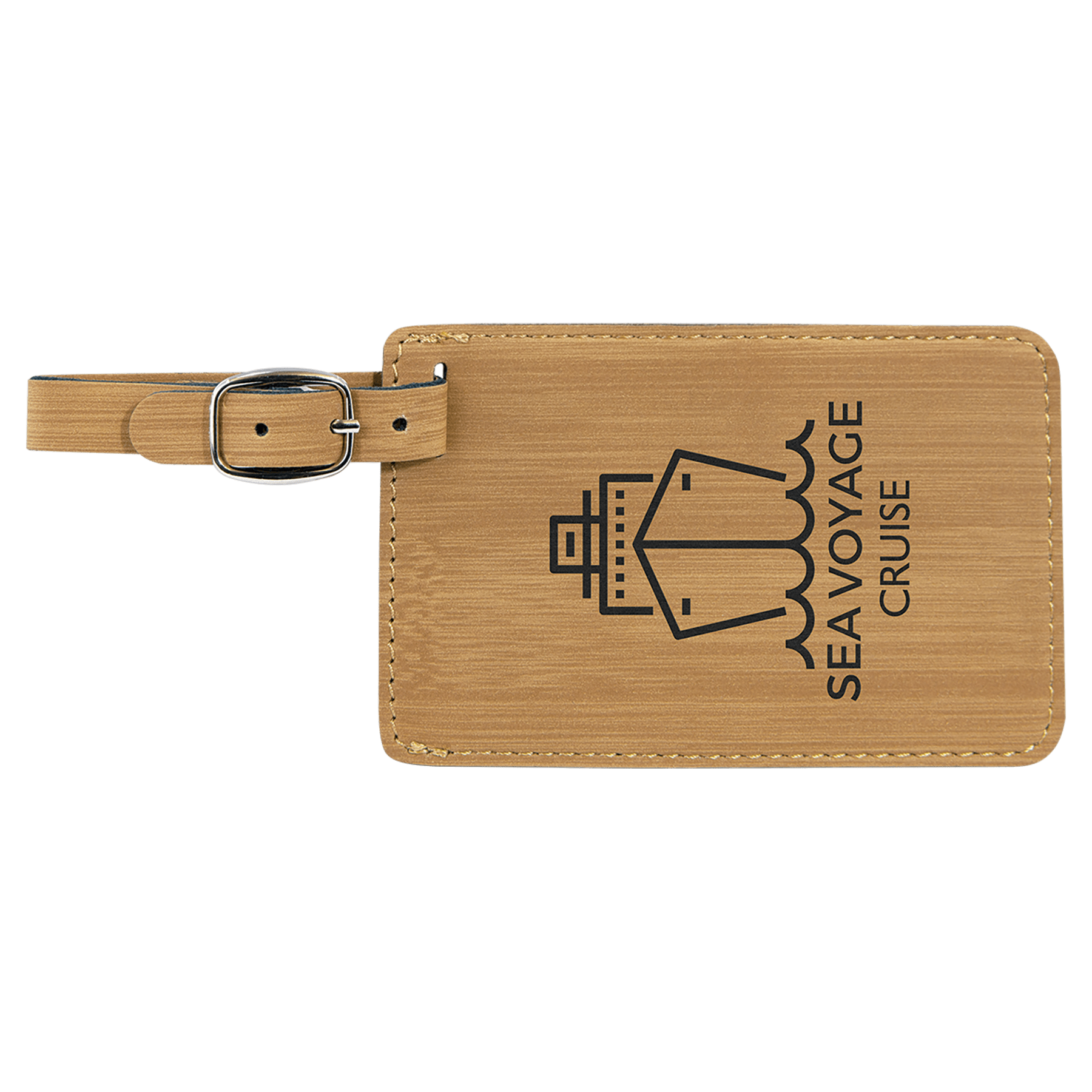 Bamboo 4 1/4" x 2 3/4" Laserable Leatherette Luggage Tag