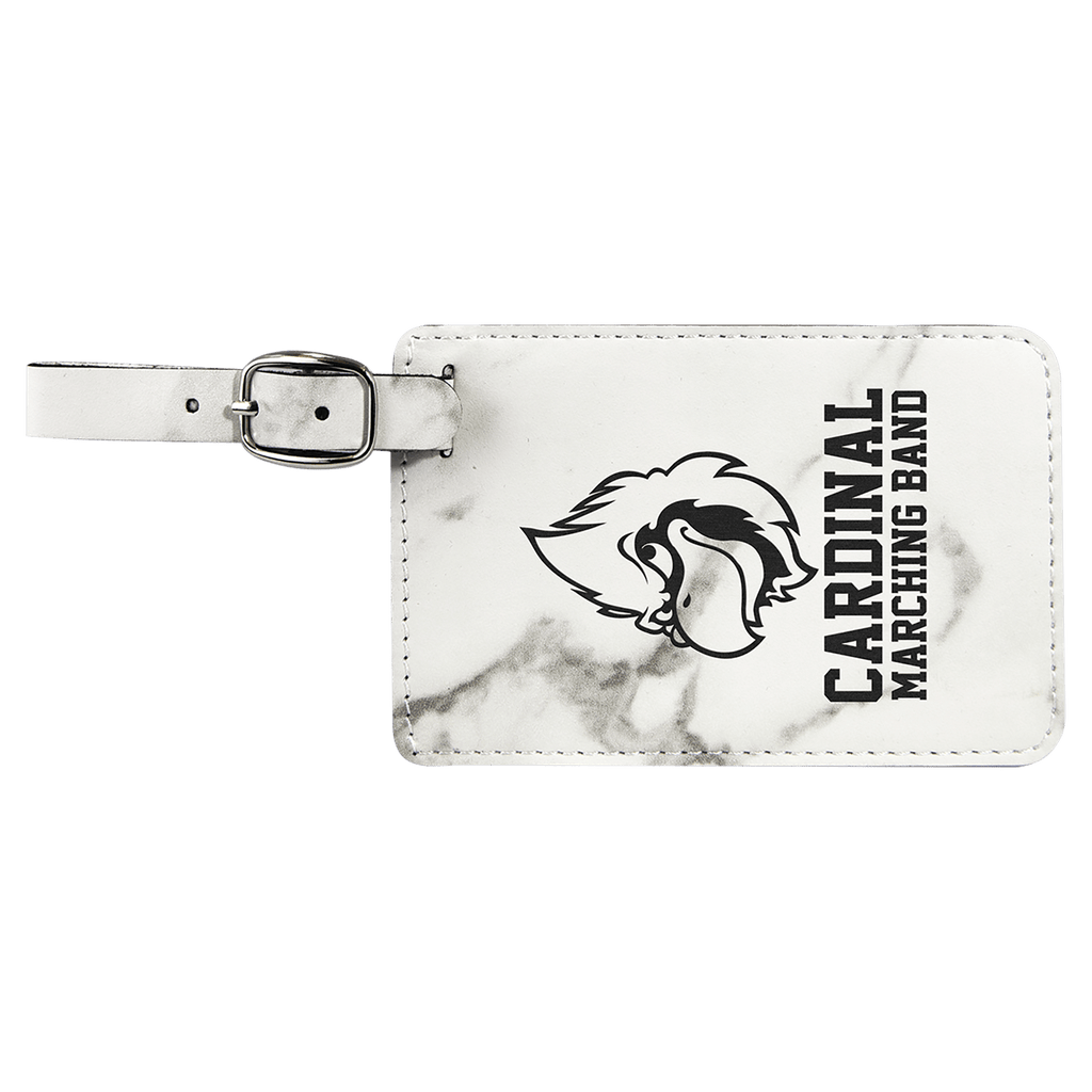 White Marble 4 1/4" x 2 3/4" Laserable Leatherette Luggage Tag