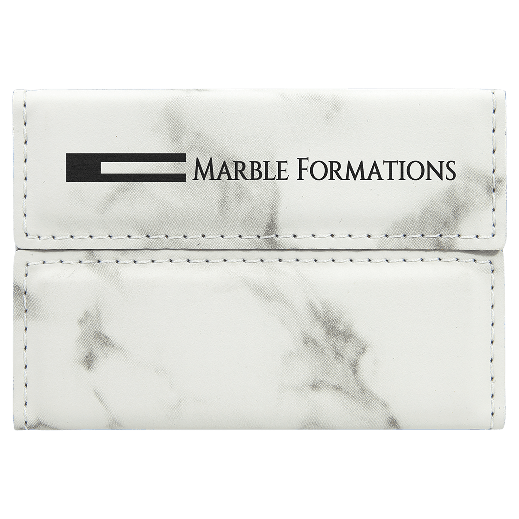 White Marble 3 3/4" x 2 3/4" Laserable Leatherette Hard Business Card Holder