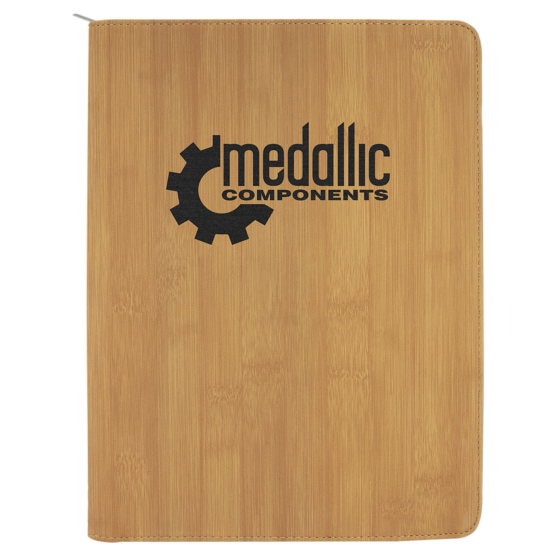 Bamboo 9 1/2" x 12" w/ Zipper Laserable Leatherette Portfolio with Notepad