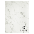 9 1/2" x 12" White Marble with Zipper Leatherette Portfolio with Notepad