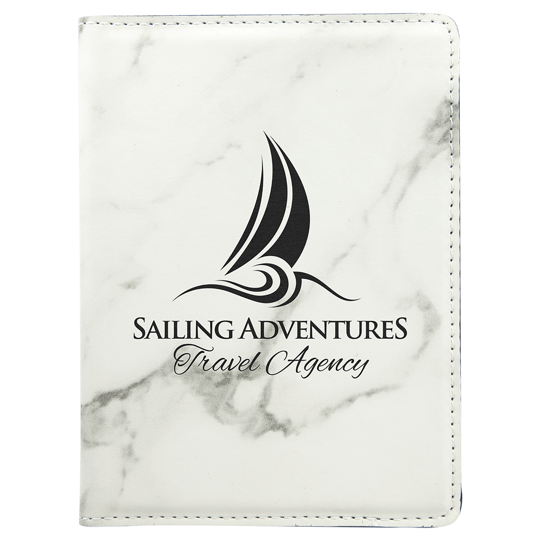White Marble 4 1/4" x 5 1/2" Laserable Leatherette Passport Holder