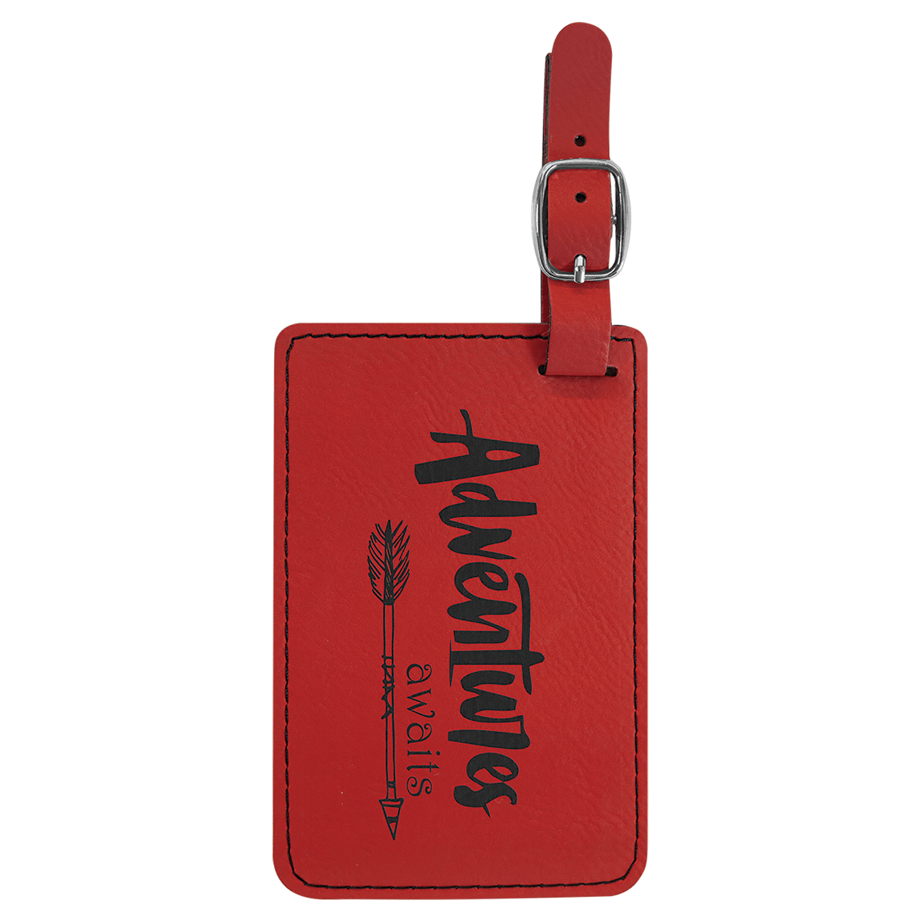 Red 4 1/4" x 2 3/4" Laserable Leatherette Luggage Tag