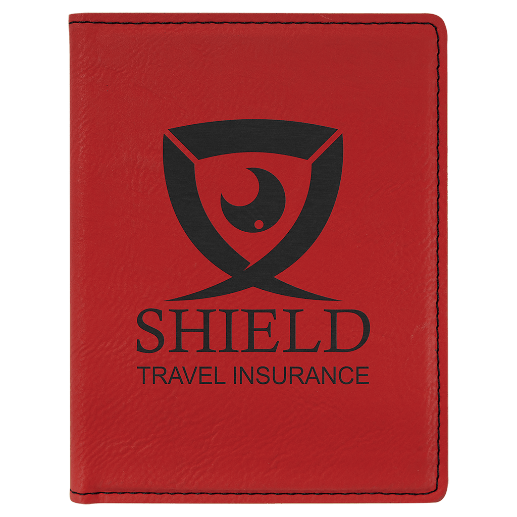 Red 4 1/4" x 5 1/2" Laserable Leatherette Passport Holder