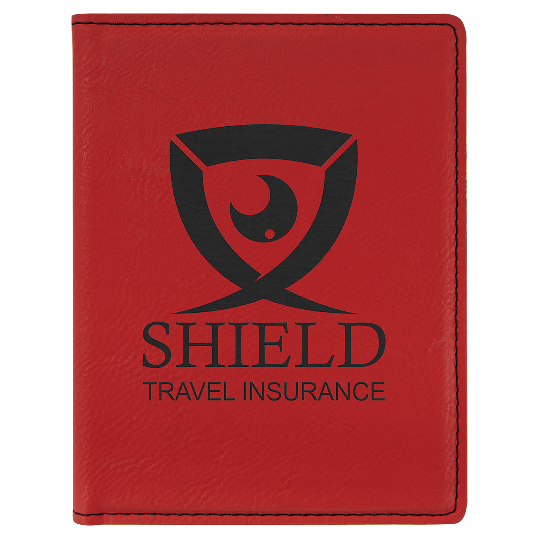 Red 4 1/4" x 5 1/2" Laserable Leatherette Passport Holder