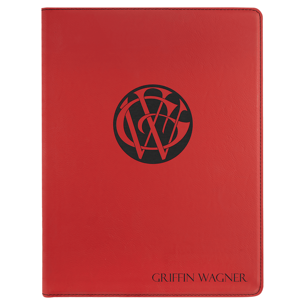 Red 9 1/2" x 12" Laserable Leatherette Portfolio with Notepad