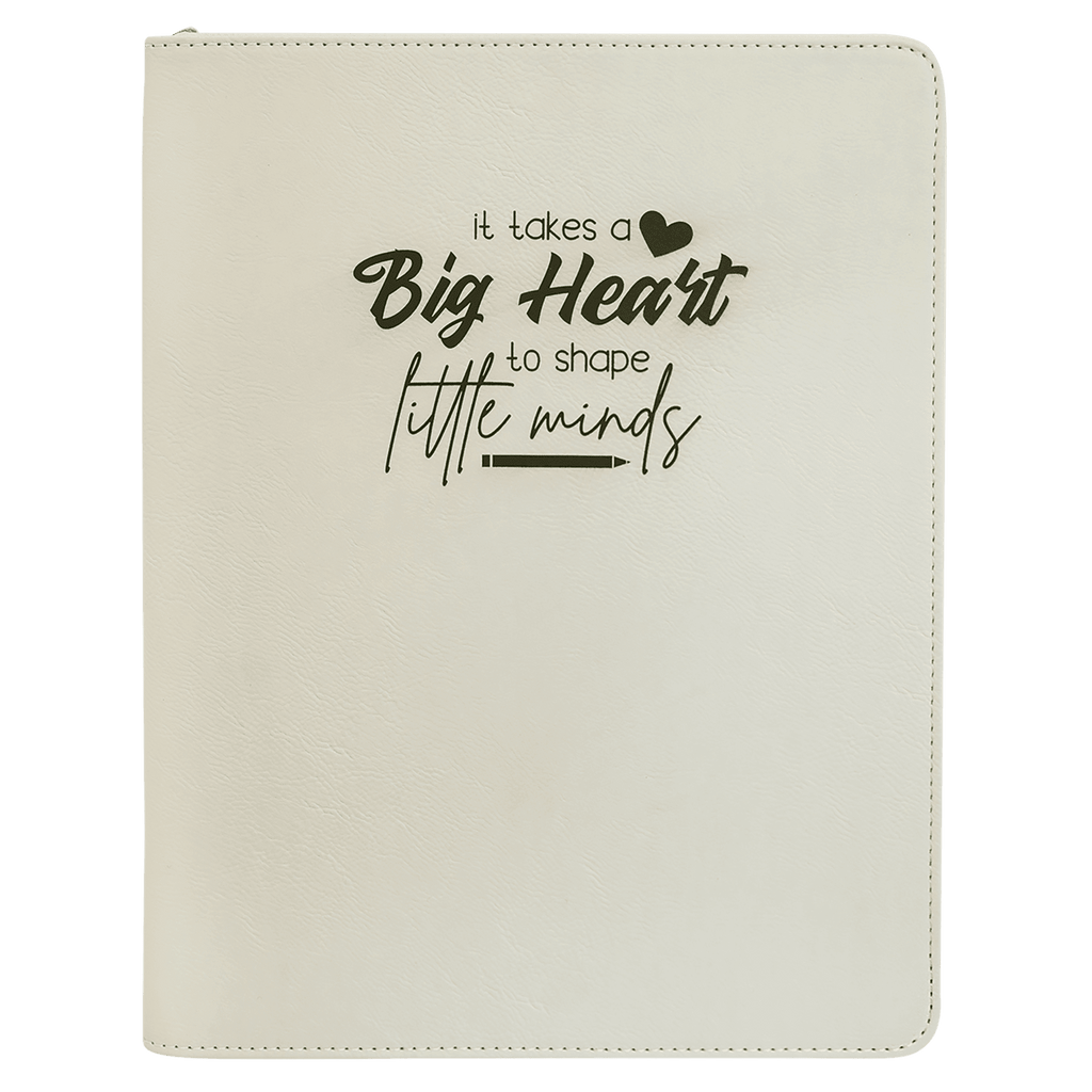 White 9 1/2" x 12" w/ Zipper Laserable Leatherette Portfolio with Notepad