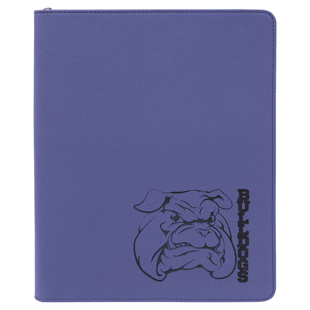 Purple 9 1/2" x 12" w/ Zipper Laserable Leatherette Portfolio with Notepad