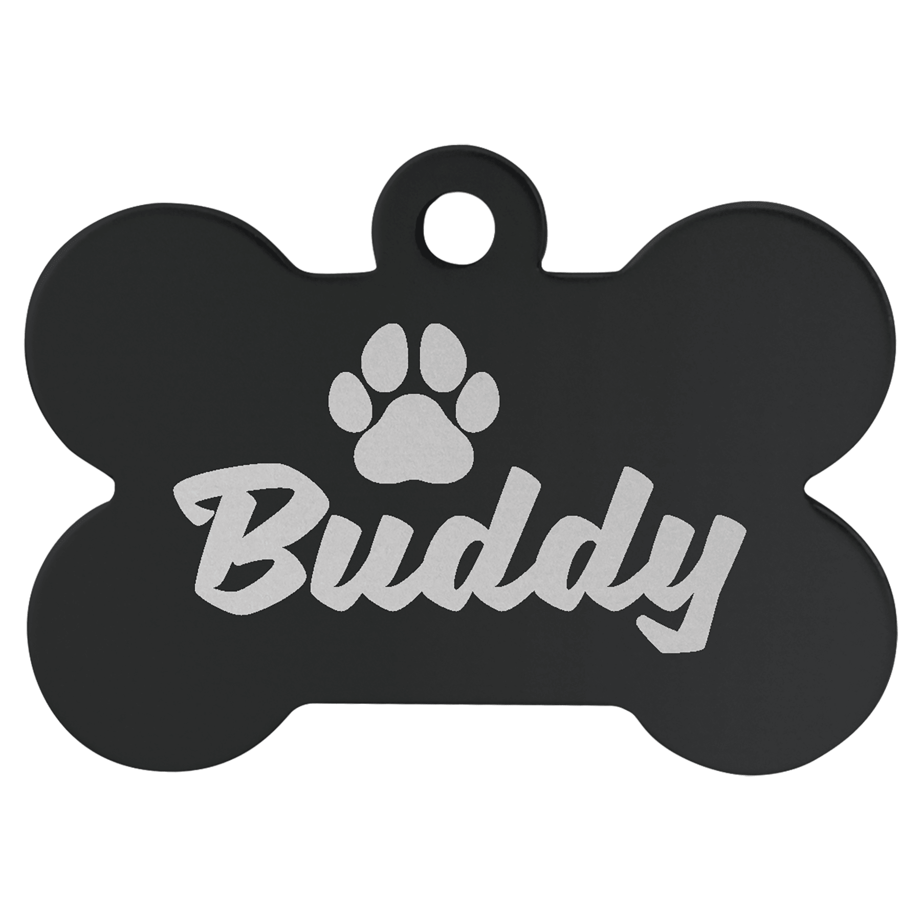 Black 1 1/2" x 1" Laserable Anodized Aluminum Bone Pet Tag