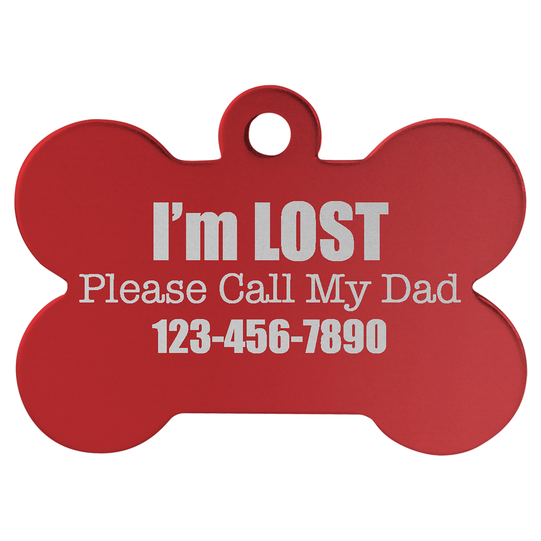 Red 1 1/2" x 1" Laserable Anodized Aluminum Bone Pet Tag
