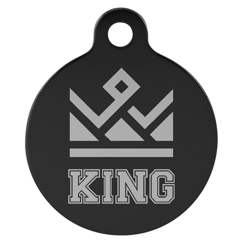 Black 1" Laserable Anodized Aluminum Round Pet Tag with Tab