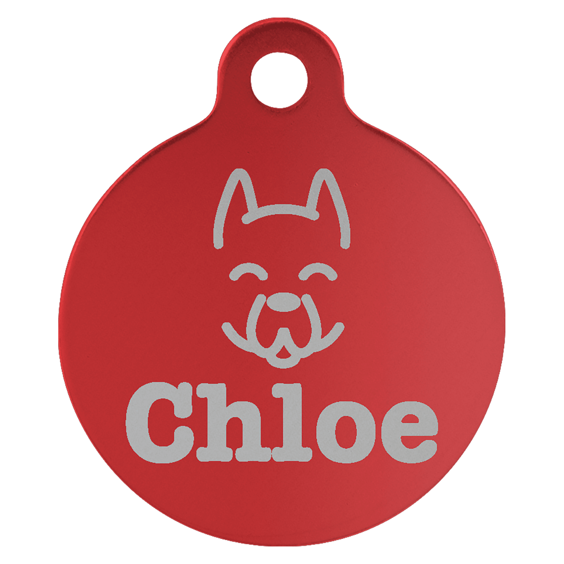 Red 1" Laserable Anodized Aluminum Round Pet Tag with Tab