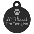 Black 1 1/4" Laserable Anodized Aluminum Round Pet Tag with Tab