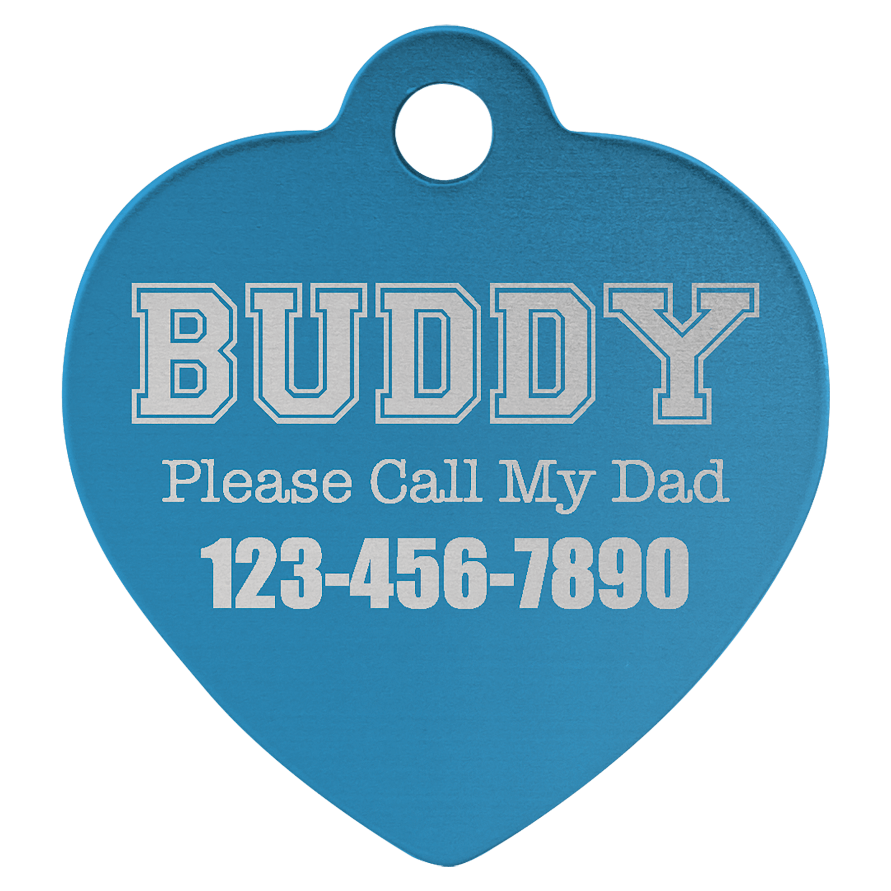 Blue 1 1/4" x 1 1/4" Laserable Anodized Aluminum Heart Pet Tag